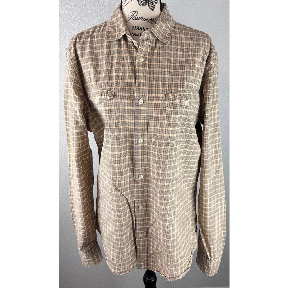 Scotch & Soda Amsterdam Blauw Men’s Tan Multi Color Check Slim fit Shirt, Large